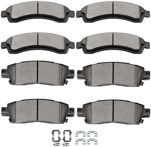 Ceramic Brake Pads Kits,SCITOO 8pcs Brakes Pads Set fit for Buick Rainier,for Chevy SSR,Trailblazer EXT,for GMC Envoy,Envoy XL,Envoy XUV,Jimmy,for Isuzu Ascender,for Oldsmobile Bravada,for Saab 9-7x