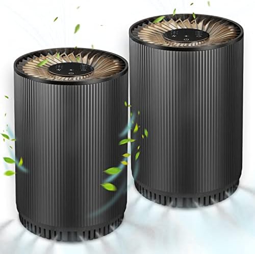 2 Pack Druiap Air Purifiers for Home Bedroom up to 690ft², H13 True HEPA Filter Air Cleaner Filterable 99.97% Micron Particles/Smoke/Pet Dander/Odor/for Office, Dorm, Apartment, Kitchen (KJ80 Black)
