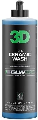 3D SiO2 Ceramic Wash and Wax Soap, GLW Series | Hyper-Glide Hydrophobic Formula | Ultimate Dirt & Contaminant Eliminator | Protects Paint | DIY Car Detailing | 16 oz
