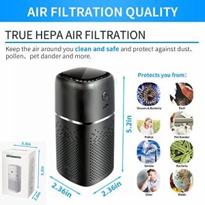 Yaindhi Car Air Purifier, Mini Portable Air Purifier,Air Purifier for Car with H13 True HEPA Filter for Smoke, Dust,Quiet Personal Air Purifier for Car Traveling Bedroom Office Use (Black)
