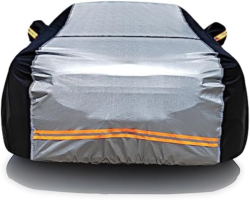 6 Layers Car Cover for Automobiles All Weather Waterproof, Outdoor Full Exterior Cover Rain Sun UV Snowproof Protection with Zipper Cotton, Mirror Pocket for Sedan (196-210 inch)