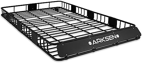 ARKSEN 84 x 50 Inch Universal Extra Wide 150LB Heavy Duty Roof Rack Cargo with Extension Car Top Luggage Holder Carrier Basket for SUV, Truck, & Car Steel Construction