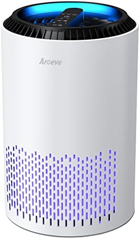 AROEVE Air Purifiers for Home, HEPA Air Purifiers Air Cleaner For Smoke Pollen Dander Hair Smell Portable Air Purifier with Sleep Mode Speed Control For Bedroom Office Living Room, MK01- White