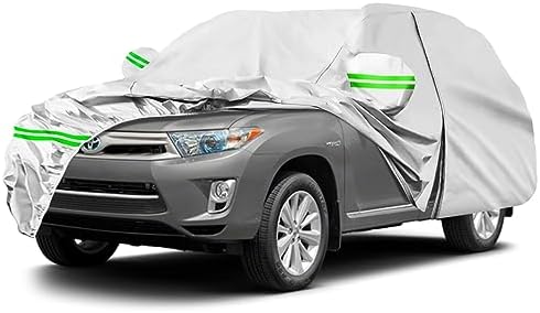 AROJAK for Toyota Highlander 2007-2023 Car Cover,Sun Rain UV Dust Snow Protection Outdoor Cover,Waterproof 190T All Weather Car Covers with Zipper Door