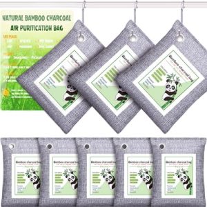 Activated Charcoal Odor Absorber 8 Pack, Nature Fresh Bamboo Charcoal Air Purifying Bag, Natural Car Air Freshener, Moisture Absorber, Shoe Deodorizer, Strong Odor Eliminator for Home, Closet, Smoke