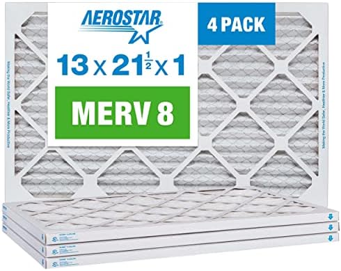Aerostar 13x21 1/2x1 MERV 8, Pleated Air Filter, 13 x 21 1/2 x 1, Box of 4, Made in the USA