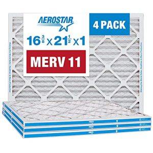 Aerostar 16 3/8 x 21 1/2 x 1 MERV 11 Pleated Air Filter, AC Furnace Air Filter, 4 Pack (Actual Size: 16 3/8″x21 1/2″x3/4″)