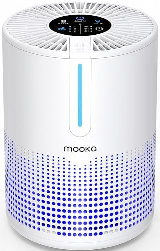 Air Purifiers for Bedroom Home, MOOKA HEPA H13 Filter Protable Air Purifier with USB Cable for Smokers Pollen Pets Dust Odors in Office Car 300 Sq.Ft, Travel Desktop Air Cleaner with Fragrance Sponge
