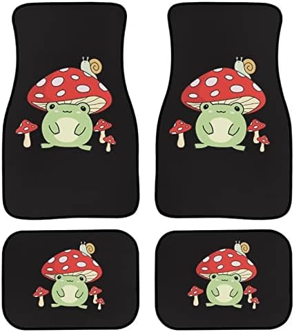 Aoopistc Frog Car Floor Mats for Women Men 4Pcs Cartoon Mushroom Snails Print Front Rear Floor Mat Protector for Cars SUVs Trucks Universal All Weather Auto Interior Accessories, Cute