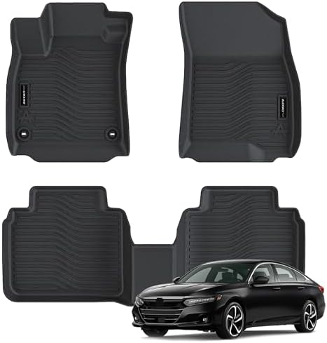 Auxko All Weather Floor Mats Fit for Honda Accord 2023 2024 Include Hybrid TPE Rubber Liners Set Accord Accessories All Season Guard Odorless Anti-Slip Floor Mats