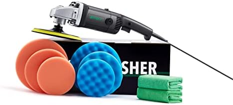 BATOCA Buffer Polisher - Rotary Car Polisher - Wax Machine, Car Detailing Kit, 7 Inch 180mm/1200W, 6 Variable Speeds Up to 3000 RPM with Foam Pads, Wool Pads for Car Buffers and Polishers