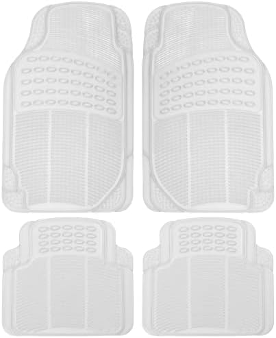 BDK MT-654-CL Heavy Duty 4pc Front & Rear Rubber Floor Mats for Car SUV Van & Truck - All Weather Protection (Crystal Clear Transparent)