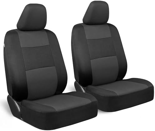 BDK PolyPro Car Seat Covers Front Set in Charcoal on Black – 2 Front Seat Covers for Cars, Easy to Install Car Seat Cover Set, Car Accessories for Auto Trucks Van SUV