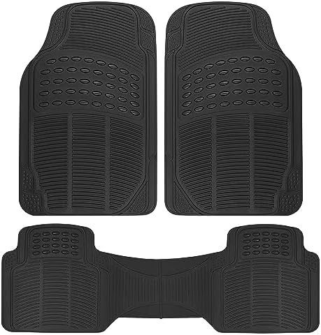 BDK ProLiner Floor Mats for Cars Trucks SUV, Black 3-Piece Heavy Duty Car Mats with Universal Fit Design, All Weather Car Floor Liners