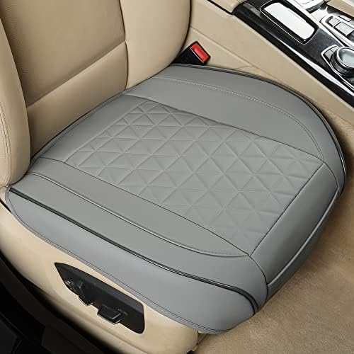 Black Panther Luxury Faux Leather Car Seat Cover Front Bottom Seat Cushion Cover, Anti-Slip and Wrap Around The Bottom, Fits 95% of Vehicles - 1 Piece,Grey