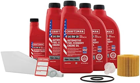 CRAFTSMAN Oil Change Kit Compatible With Toyota Corolla, Prius, Lexus CT200h 4.5 Qt 0W-20 Full Synthetic -In The Kit: 4.5 Quarts of Oil, 1 Filter, 1 Crush Washer, 1 Oil Change Sticker (CMXOKLT200883)