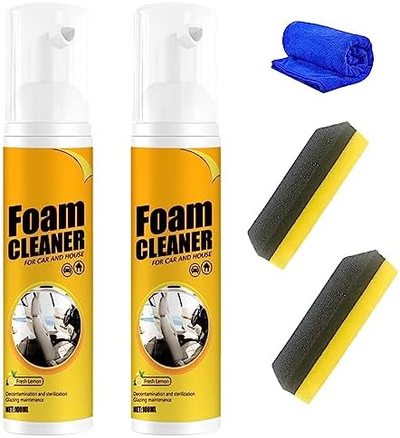 CROOT 2PCS Multipurpose Foam Cleaner,Foam Cleaner All Purpose for Car,Kitchen, Bathroom,Interior,Foam Cleaner for car and House Lemon Flavor(100ml*2)
