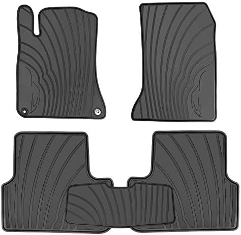 Car Floor Mats Liners Custom Fit for Mercedes Benz CLA 2014-2019/GLA 2015-2020, A Class 2012-2019/B Class 2013-2019 Full Black Rubber Set All Weather Protection Heavy Duty Odorless