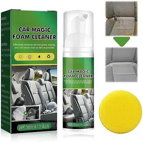 Car Magic Foam Cleaner, Powerful Upholstery and Car Seat Stain Remover, Multipurpose Foam Cleaner for Car Detailing - 60ml with Cleaning Sponge