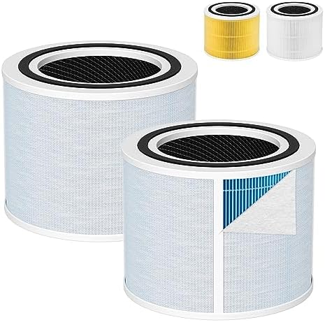 Core 300 Smoke Remover Replacement Filter for LEVOIT Core 300 300S VortexAir Air Purifier, 4-IN-1 H13 True HEPA, Activated Carbon Filtration System, Core 300-RF-WS (Blue), 2 Packs