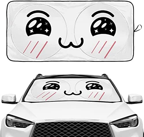 Cute Anime Kawaii Eyes Windshield Sunshade for Car SUV Truck Foldable Uv Ray Reflector Front Window Sun Shade Visor Shield Cover