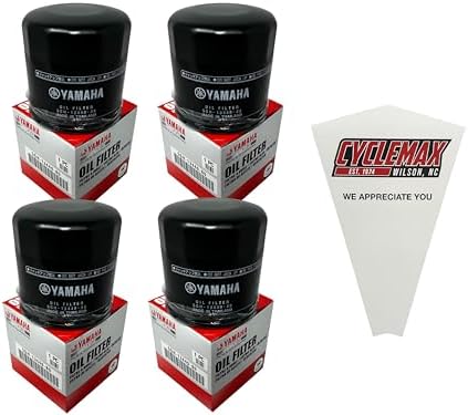 Cyclemax Four Pack for Yamaha Oil Filter 5GH-13440-80-00 Contains Four Filters and a Funnel