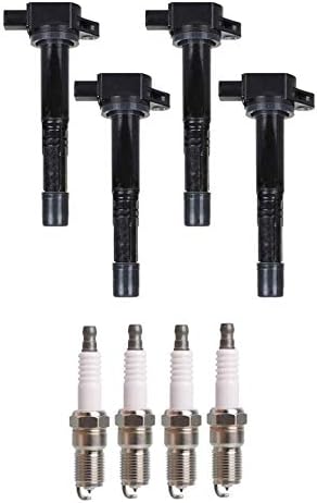 ENA Set of 4 Ignition Coil Pack and 4 Spark Plug Compatible with Acura Honda Accord CSX RSX Civic CR-V Element 2002-2011 2.0L 2.4L L4 Replacement for UF311 UF583 C1382