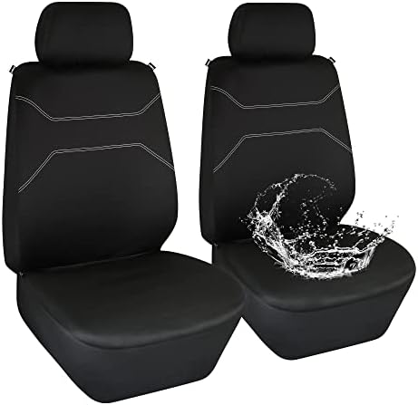 Elantrip Waterproof Front Seat Covers Water Resistant Bucket Seat Protector Universal Fit Airbag Compatible for Cars SUV Truck, Black 4 PC