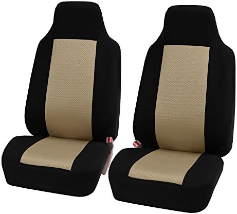FH Group Car Seat Covers Front Set Cloth - Car Seat Covers for Bucket Seats 1 Piece Seat Cover, Universal Fit Car Seat Cover, Washable Car Seat Cover, Automotive Seat Covers for SUV, Sedan, Van Beige