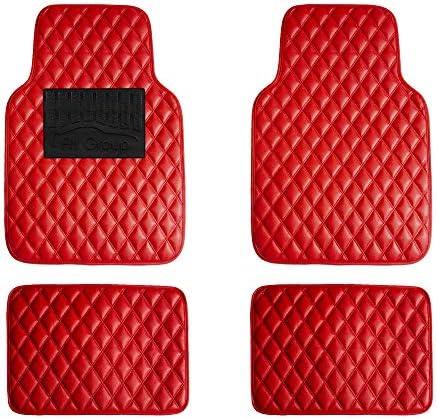 FH Group Floor Protector Mats for Cars, Faux Leather, Universal Fit Automotive All Purpose PU Leather for Most Sedan, SUV, Truck, Red