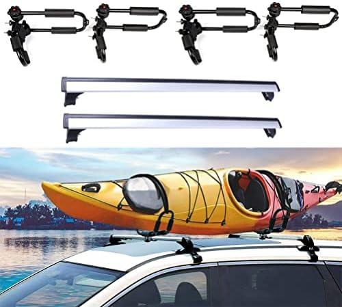 FINDAUTO Roof Rack crossbars+Kayak Rack+Tie-Down Straps Compatible for Audi Q5 2009-2016,for Audi Q7 2007-2016,Rooftop Cargo Bars Carrying Bag Luggage Canoe Bike Kayak Carrier