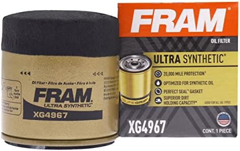 FRAM Ultra Synthetic Automotive Replacement Oil Filter, Designed for Synthetic Oil Changes Lasting up to 20k Miles, XG4967 with SureGrip (Pack of 1)