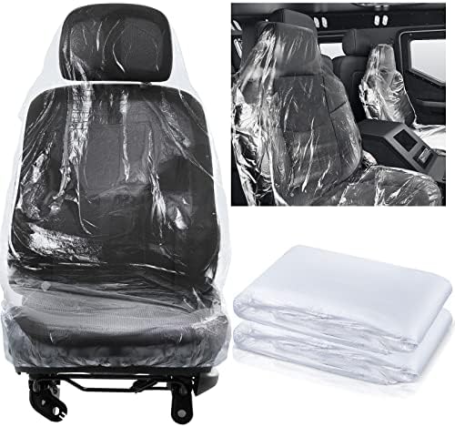 Fabbay 200 Pcs Disposable Car Seat Covers Automotive Disposable Plastic Seat Covers Vehicle Protector for Airplane Seats Salon Chairs Restaurant Seats Bus Seats