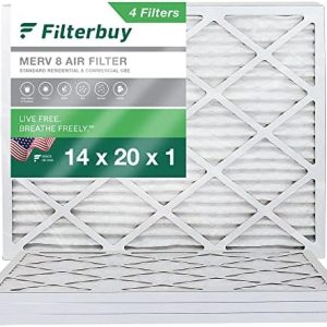 Filterbuy 14x20x1 Air Filter MERV 8 Dust Defense (4-Pack), Pleated HVAC AC Furnace Air Filters Replacement (Actual Size: 13.50 x 19.50 x 0.75 Inches)