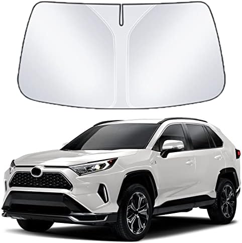 Front Windshield Sun Shade Car Window Sunshade Custom Fit Compatible with Toyota RAV4 SUV Crossover LE XLE Premium XLE Adventure Hybrid Prime 2023 2022 2021 2020 2019 Visor Protector Cover Accessories