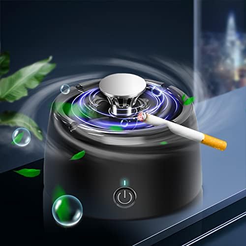 GOYISEE Smokeless Ashtray for Cigarettes Indoor,2 in 1 Air Purifier Multifunctional Smokeless Ashtray,Best for Car Office or Home,USB Charging Smokeless Ashtray with 8 Pack Filter Black