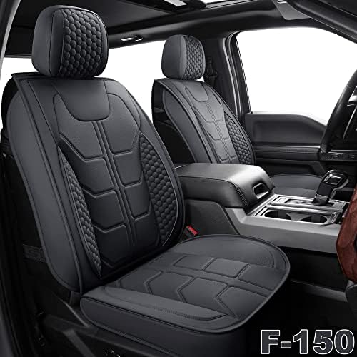 GXT Car Seat Cover Front Seats Cover with Waterproof Leather, Automotive Seat Cushion for Pickup Truck Fit for Select 2009-2022 Ford F-150 Models and 2017-2022 F250 F350 F450 Models (Black)
