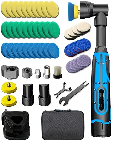 HILDA Mini Polisher,Cordless Polisher Used for Car Detail Processing and Polishing,Car Polisher with 5 Variable Speed 2500-6000RPM, 2 Batteries and 1 Battery Charger (1.5)