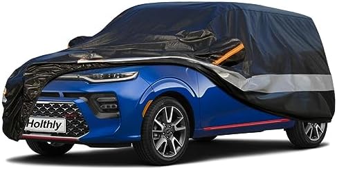 Holthly 10 Layers Car Cover Waterproof All Weather for Compact SUV,100% Waterproof Outdoor Car Covers Rain Snow UV Dust Protection. Custom Fit forAudi Q2, Hyundai Kona, Kia Soul, Mazda CX-3,etc