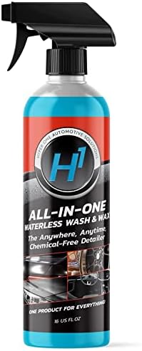 Hyper One Waterless Car Wash and Wax Spray, 16 fl oz, High Glossy Spray Wax for Car Interior and Exterior Detailing, Quick Detailer Spray for Motorcycle, SUVs & More - 8 Small Car Wash Capacity