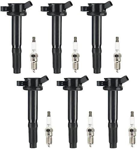 Ignition Coil Pack + Iridium Spark Plugs for 2006-2009 Ford Fusion, Mercury Milan,2006 Lincoln Zephyr, 2009 Mazda Tribute, 3.0L V6, UF486 IGN375, 6 Sets