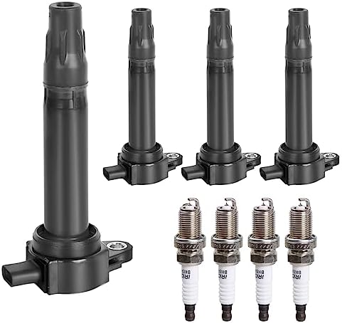 Ignition Coil Pack Spark Plugs fit for 2.4 2.0 L4 Jeep Patriot Compass, Dodge Journey, Dodge Caliber, Dodge Avenger, Chrysler 200, Sebring 2007 2008 2009 2010 2011 2012 2013 2014 2015 2016 2017