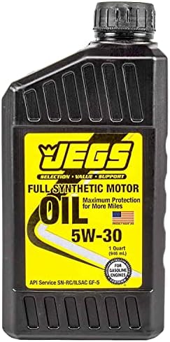 JEGS Full Synthetic Motor Oil | 5W-30 | One Quart | Made In USA | API Service SN-RC/ILSAC GF-5