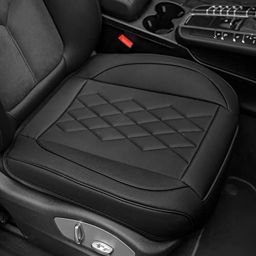 JOJOBAY Leather Car Seat Cover,Bottom Seat Covers for Cars,Front Seat Protector,Fit for 95% of Vehicles - Padded,Anti-Slip,Premium Leather(1 PC,Black)