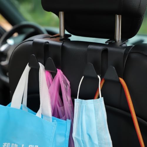 Komost Universal Car Seat Headrest Hook 2-Pack, Hanger Storage Organizer for Handbag, Purse, Coat - Fits Most Vehicles