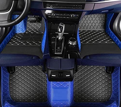 LIODOR Custom All-Weather Protection Leather Car Floor Mats for Cars Sedan SUV Sports Car Waterproof Floor Mat (Black+Blue)
