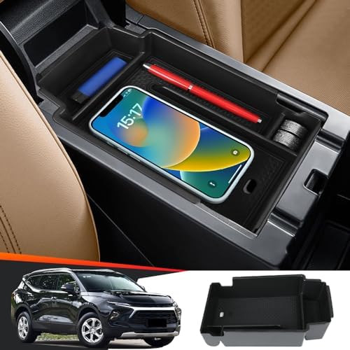 LUNQIN Car Center Console Organizer Tray for Chevy Blazer 2019-2024 Chevrolet Seat Front Middle Storage Bag Interior Accessories Armrest Organization Ssisted Insert Gadgets Auto Glove Box Accessory
