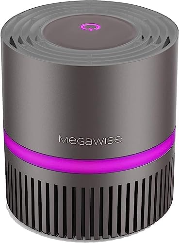MEGAWISE Air Purifier for Home Bedroom Small Room Office, 3-IN-1 Filtration Air Cleaner for Smoke, Dust, Pet Dander, 100% Ozone Free, Available for California