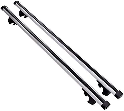 MOTOOS 48" Roof Rack Cross Bars with Anti-Theft Lock Adjustable Aluminum Cargo Rooftop Crossbars Luggage Carrier Raised Side Rail Gap Needed Fit for Most Vehicle SUV Wagon Car - 130 LBS Capacity