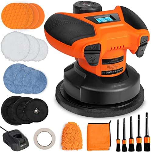 MateAuto Car Polisher Cordless, 12v Car Polishing Kit with 2000mAh Battery, Buffer for Car Detailing Suitable for Car Paint, Lampshade, Handle